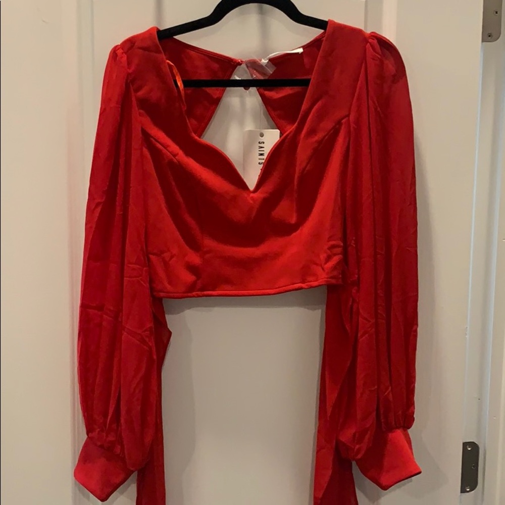 Red cropped blouse
